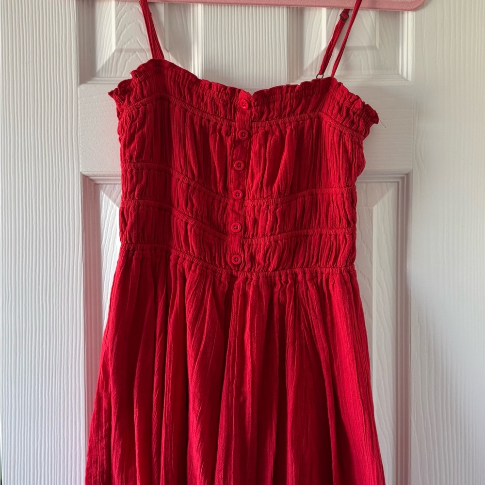 Aeropostale Red Ruched Sundress Sleeveless Casual